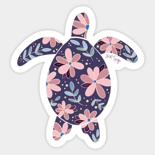 Floral Sea Turtle - muted colors Sticker